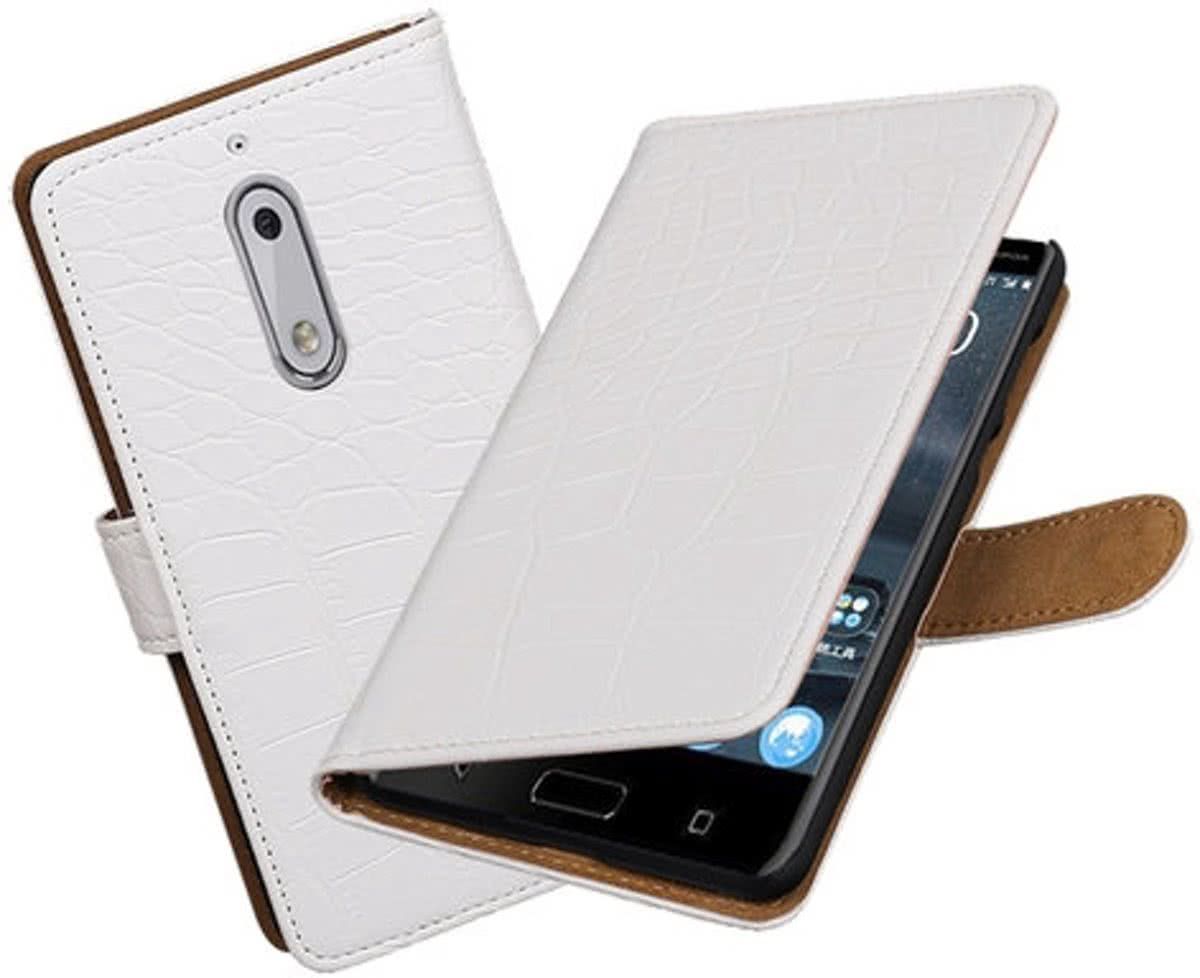 Best Cases .nl Nokia 5 Krokodil booktype hoesje Wit