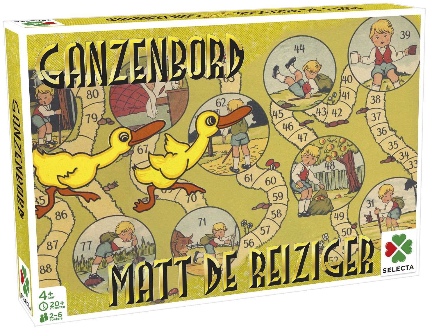 Selecta Spellen van toen: Matt de Reiziger / Ganzenbord - Bordspel voor Kinderen - Multiplayer - 4+ jaar
