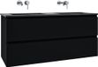 Saniclass Chaci Badkamermeubelset - 120x45x55cm - keramische wastafel mat zwart - 2 wasbakken - zonder kraangaten - 2 lades - mat zwart
