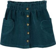 Vertbaudet Jupe en velours avec poches cœurs vert-bleu