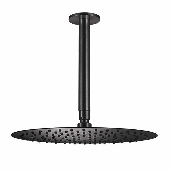 Qisani Flow 25cm ronde hoofddouche met plafondarm Geborsteld Gun Metal 25624.04