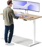 Desktronic HomeOne Zit-sta Bureau Elektrisch In Hoogte Verstelbaar, 160x80 cm Bamboo/Wit