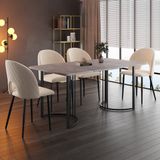 learnlogic Eettafel 140x80cm Marmerlook Grijs