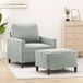 Prolenta Maison Exclusive Fauteuil met voetenbankje, lichtgrijs, 60 cm, fluweel