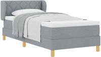 vidaXL Boxspring bed met hoofdeinde Lichtgrijs Stof 90 x 190 cm