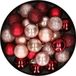 Merkloos / Sans marque Kaemingk B.V. 28x Kunststof Kerstballen Donkerrood en Lichtroze Mix 3 cm