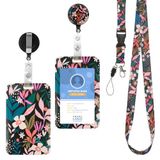 Cozary Badgehouder met afneembaar koord, bloemenpatroon met clip, intrekbare ID-kaarthouder voor verpleegsters, artsen, leraren en studenten