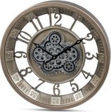 Formano Wandklok Tandwielen Met Glasplaat Ø 46cm Metaal Industrieel Grijs Oud Zilver