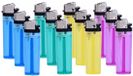 Briquets Prof - jetables - 12x - colorés - 8 cm
