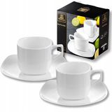 Wilmax Set van 2 Premium Porseleinen Koffiekopjes met Schotels - 200 ml