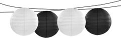 Merkloos Luminair (lampionshop) Global B.v. 4x Luxe Bol-vorm Lampionnen Zwart en Wit - 35 cm