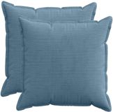 vidaXL - Taie d'oreiller - 2 pièces - Bleu - 55 x 55 cm - Velours côtelé