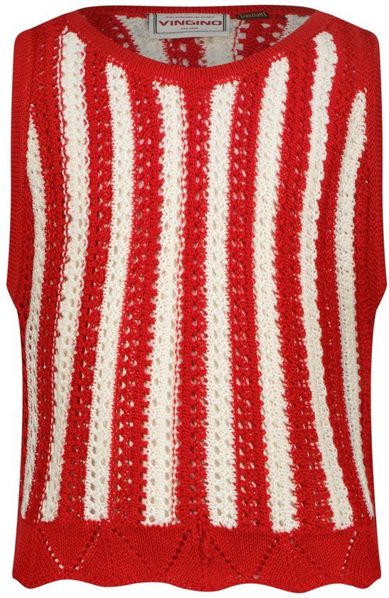 Vingino Ginny gestreepte mouwloze top rood - Maat 140