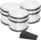 Merkloos RVS deurstopper met rubberen bescherming + gratis deurwig zwart - 9 x 7.5 cm - 1.1 kg