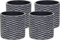 Mega Collections Plantenpot/bloempot - 4x - keramiek - antraciet/grijs - D11 x H9 cm
