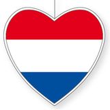 Merkloos Hangdecoratie hartje van landen vlag Nederland - H28 cm - EK/WK - versiering - papier - brandvertragend
