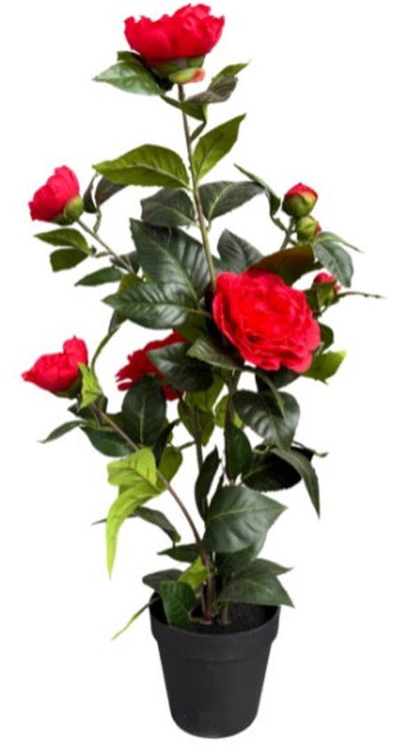 Oosterik Home Roos rood in pot H 60 cm kunstplant