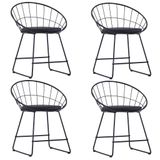 VidaXL Stoelen met kunstleren zittingen 4 st staal Noir