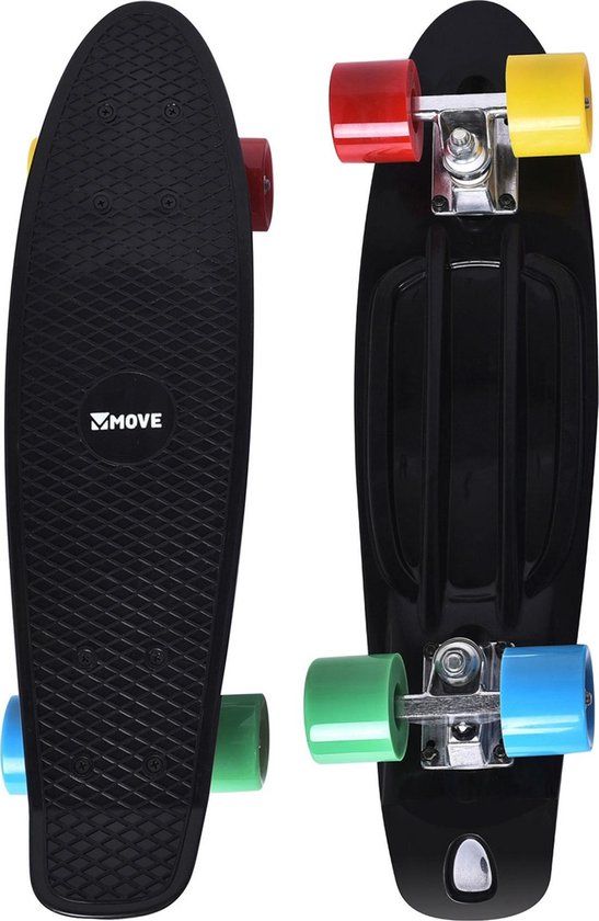 Move Cruiser Board - Old School Retro - Black - 22" - Beginner - Max. 100kg