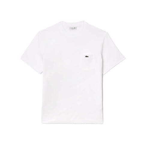 Lacoste White Cotton T-shirt with Chest Pocket, White