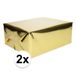Shoppartners 2x Cadeaupapier goud metallic - 400 x 50 cm - kadopapier / inpakpapier