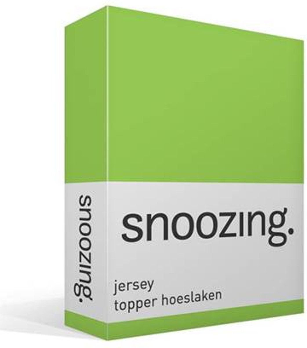 Snoozing Jersey - Topper Hoeslaken - 180x200 cm - Lime - Rood