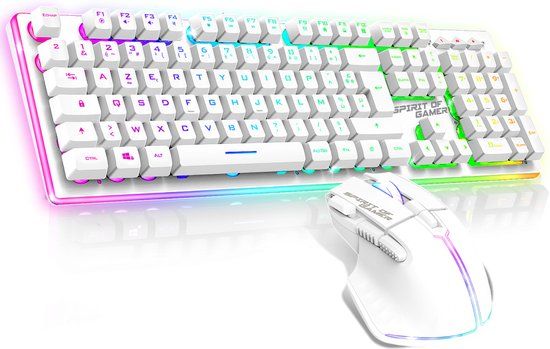 Spirit of Gamer CLS-MK600WT Toetsenbord en Muis Set - AZERTY - Wit