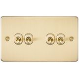 Knightsbridge 2-weg tuimelschakelaar, goud, geborsteld, dubbele, wandplaat