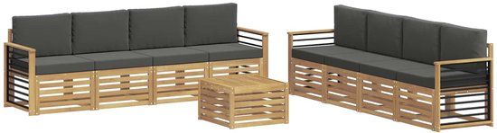 vidaXL - Bank loungeset - 8 zitplekken - Polyester - Wit en antracietkleurig