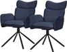 ML-Design eetkamerstoelen draaibaar set van 2 donkerblauw stoffen gestoffeerd comfortabele armleuningen rugleuning 360 graden woonkamer keuken loungestoelen metalen poten ergonomische eettafelstoelen stijlvol modern draaibaar thuis en kantoor