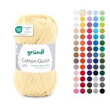 Gründl Wol Cotton Quick uni - dunne wol voor haken - breigaren - haakgaren - glanzend en huidvriendelijk - 100% katoen - 1 kluwen 50 g / 125 m - naalddikte 3-4 - pastelgeel