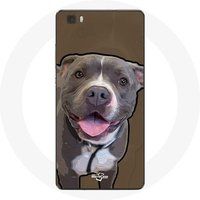 Maniacase Hoesje voor Huawei P8 Lite Hond Pitbull Grijs Wit