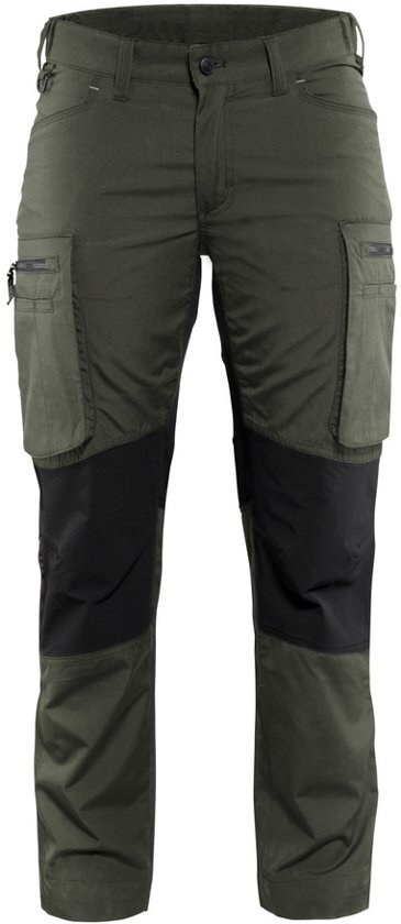 BlÃ¥klÃ¤der 7159-1845 Dames Service werkbroek Stretch Army Groen/Zwart maat 46