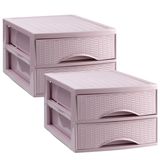 Plasticforte Ladekastje bureau organizer SORTED - 4x - 2 lades - roze - L26 x B35 x H19 cm - kunststof - organiseren