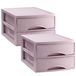 Plasticforte Ladekastje bureau organizer SORTED - 4x - 2 lades - roze - L26 x B35 x H19 cm - kunststof - organiseren