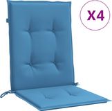 vidaXL Stoelkussens - Lage Rug - Set van 4 - Stof - Gemêleerd Blauw