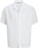 JACK&JONES JPRCCLAWRENCE LINEN RESORT S/S SHIRT LN Heren Overhemd M Linnen Casual Korte mouw Effen Knopen Loose Fit Bright White