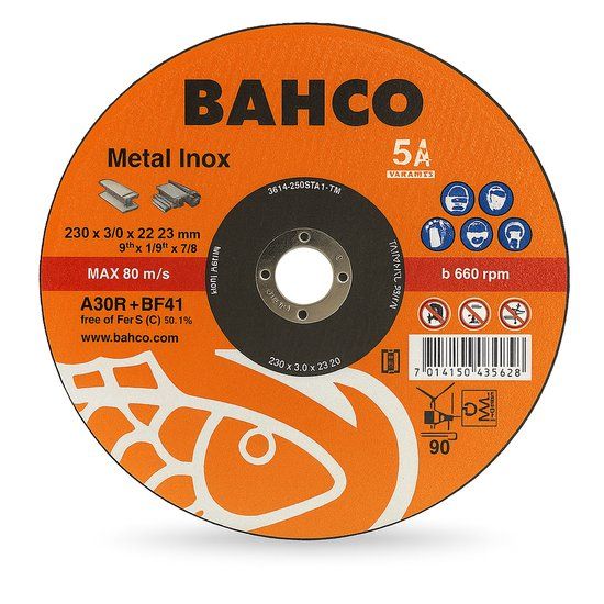 Bahco Slijpschijf 230mm x 3mm - Voor Metaal & RVS - Set van 5