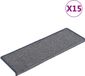 vidaXL Tapis d'escalier 15 pièces 65x21x4 cm gris clair et bleu