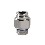 Riegler 844.012-16 ES Rechte steekschroefverbinding, buitenzeskant, G 1/2 A, voor buitenslang Ø 16 mm, werkdruk max. 20 bar, roestvrij staal 1.4404