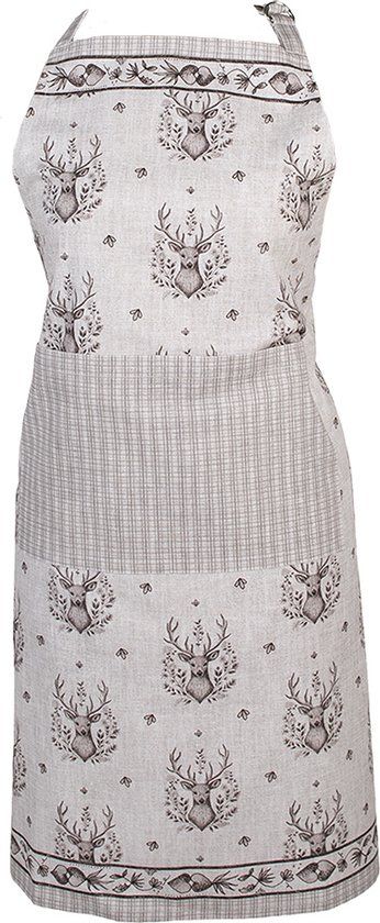 Clayre & Eef Keukenschort - 70x85 cm - Beige - Katoen - Hert