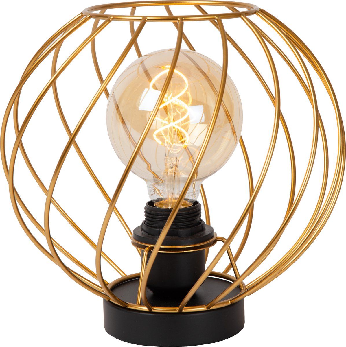 Lucide DANZA Tafellamp - Ø 25 cm - Mat Goud / Messing - Metaal - Zwart