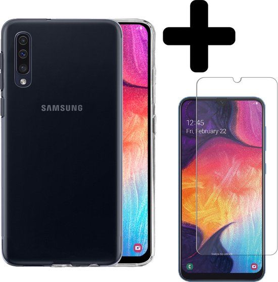 BTH Samsung Galaxy A30s/A50 Case - Transparent Silicone Cover with Screen Protector