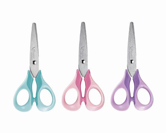 Maped Office Maped Sensoft Schaartje van pastelkrijt, 13 cm, kinderschaar, ergonomische handgreep voor eenvoudig grijpen, zachte ringen, 3 verschillende designs
