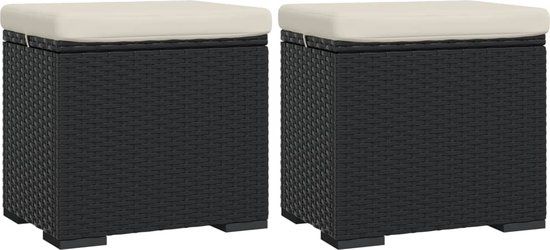 vidaXL Hockers met kussens 2 st 40x30x40 cm poly rotan zwart