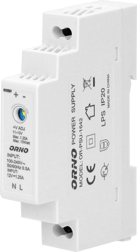Orno PSU-1642 Voeding voor DIN-rail DIN 12VDC - 1,25A – 15W