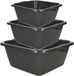 Plasticforte set van 3 kuipen - afwasbak - kunststof - 6-10-15 liter - antraciet