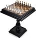 Table d'échecs italienne + pièces d'échecs italiennes laiton/hêtre or/argent