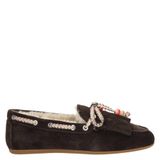 Nelson suède mocassins met franjes - bruin