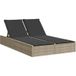 Chaise longue transat bain de soleil double avec coussins gris clair résine tressée